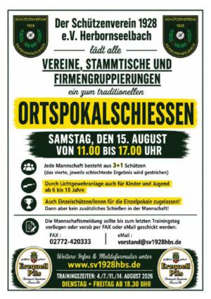 Einladung zum traditionellen Ortspokalschießen 2026